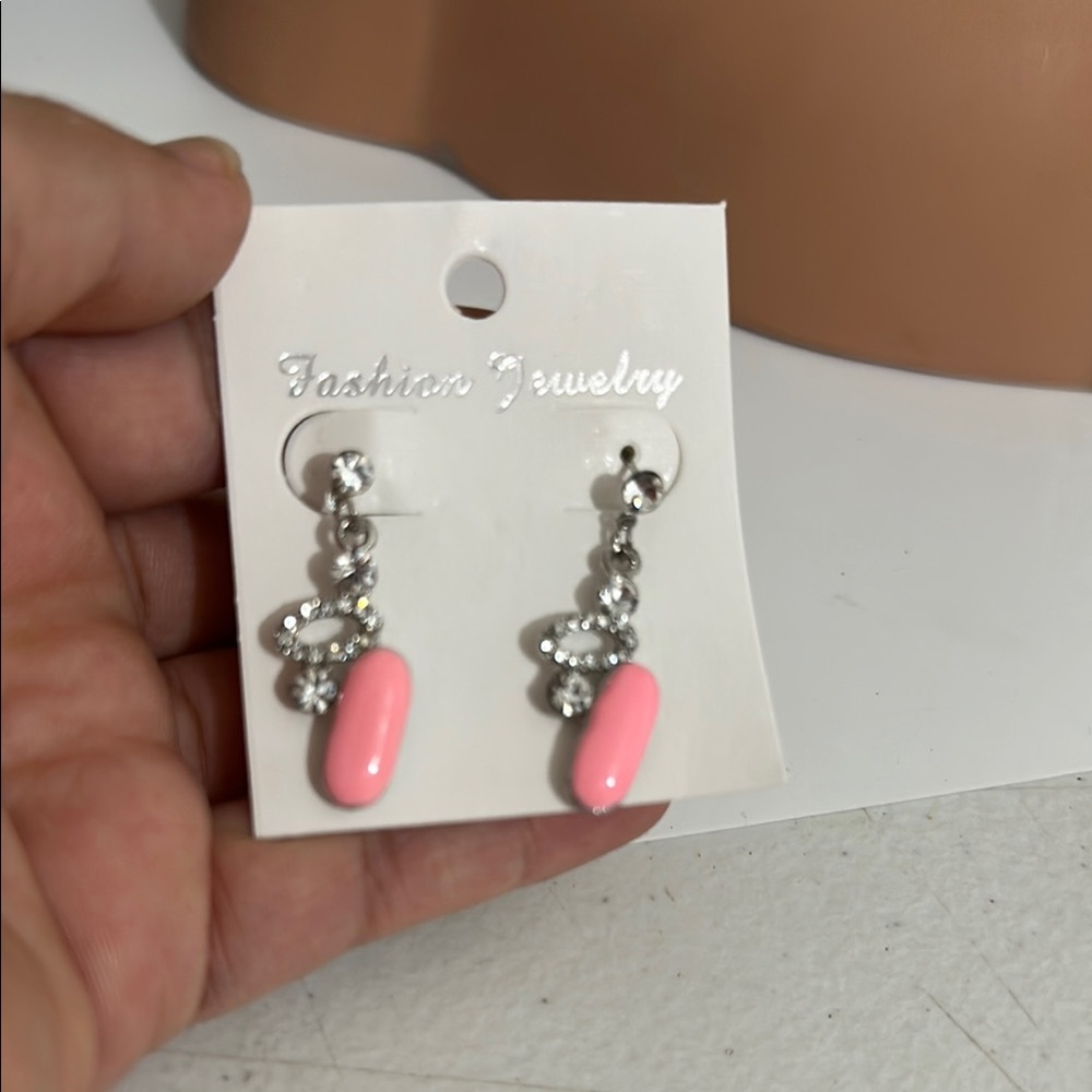 Elegant Pink and Silver Earrings